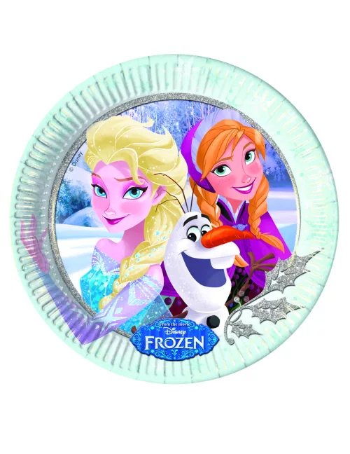 Photo du produit 8 Assiettes en carton La Reine des Neiges câlins d'hiver 23 cm
