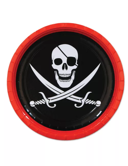 Photo du produit 8 Assiettes en carton Pirate tête de mort 23 cm