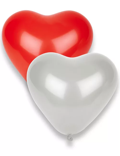 Photo du produit 8 Ballons coeurs rouges et blancs