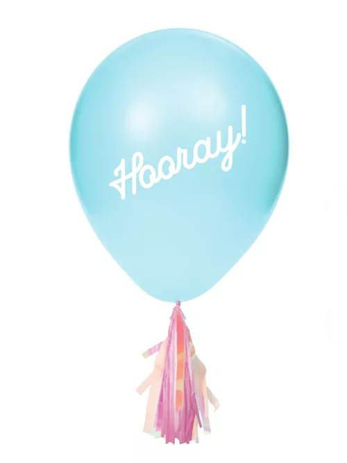 Photo du produit 8 Ballons en latex avec tassels iridescentes et stickers 20,3 cm