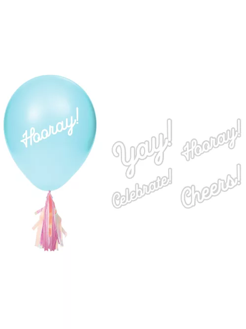 Photo du produit 8 Ballons en latex avec tassels iridescentes et stickers 20,3 cm