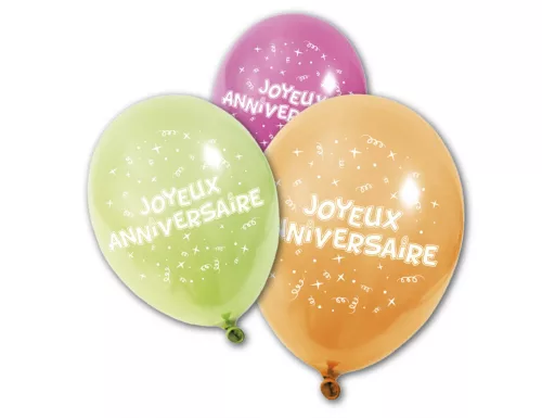 Photo du produit 8 Ballons en latex Joyeux anniversaire 25 cm