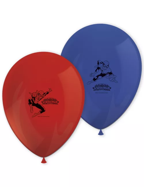 Photo du produit 8 Ballons en latex Spiderman bleu et rouge