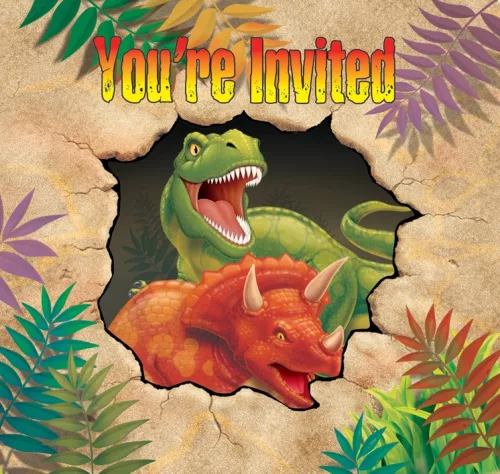 Photo du produit 8 Cartes d'invitation anniversaire Dinosaures