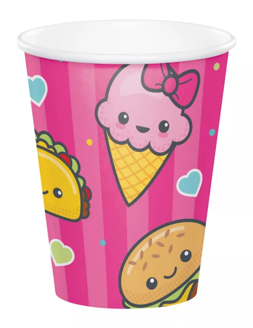 Photo du produit 8 Gobelets en carton Junk Food rose 256 ml