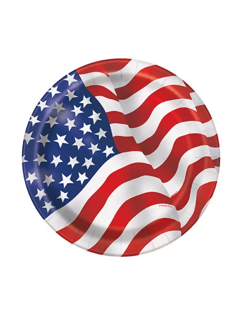 Photo du produit 8 Petites assiettes en carton drapeau USA 17 cm