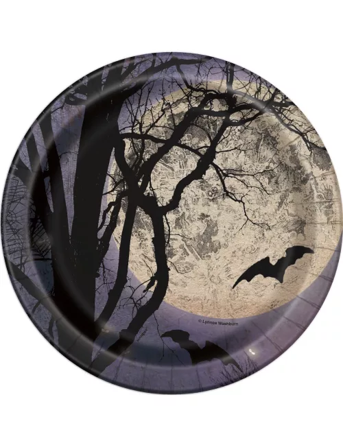 Photo du produit 8 Petites assiettes en carton Clair de lune Halloween 18 cm