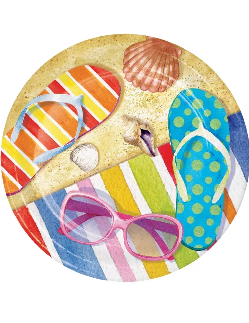 Photo du produit 8 Petites assiettes en carton plage 18 cm