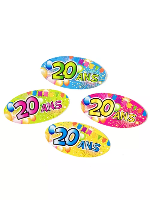 Photo du produit 80 Confettis de table papier 20 ans Fiesta 4 x 2 cm