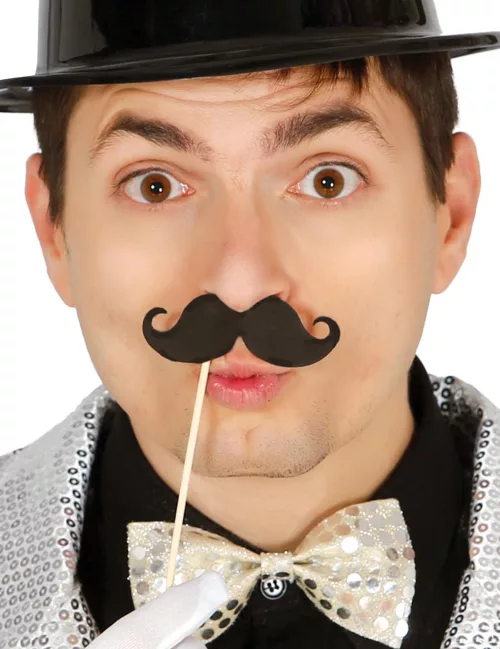 Photo du produit Accessoires photobooth 6 moustaches noir avec bâton 10 cm
