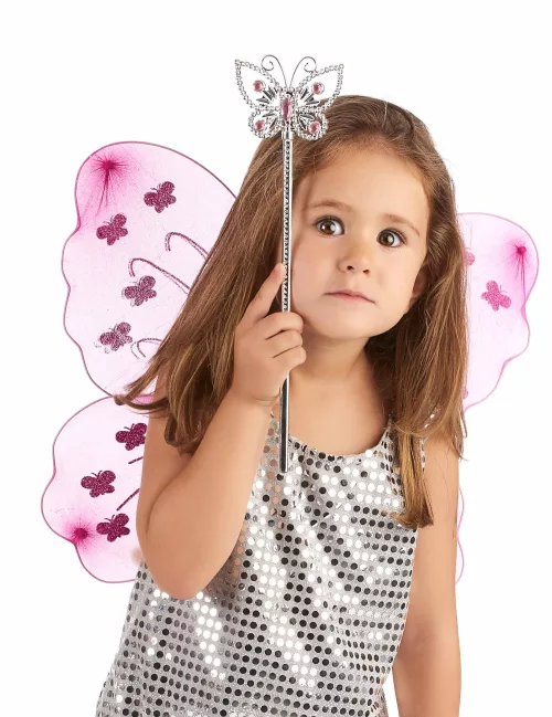 Photo du produit Baguette magique papillon rose adulte et enfant