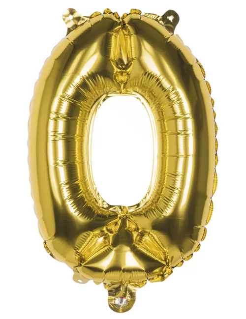 Photo du produit Ballon aluminium chiffre 0 doré 36 cm