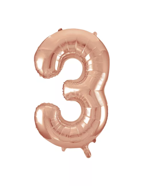 Photo du produit Ballon aluminium rose gold chiffre 3 86,3 cm