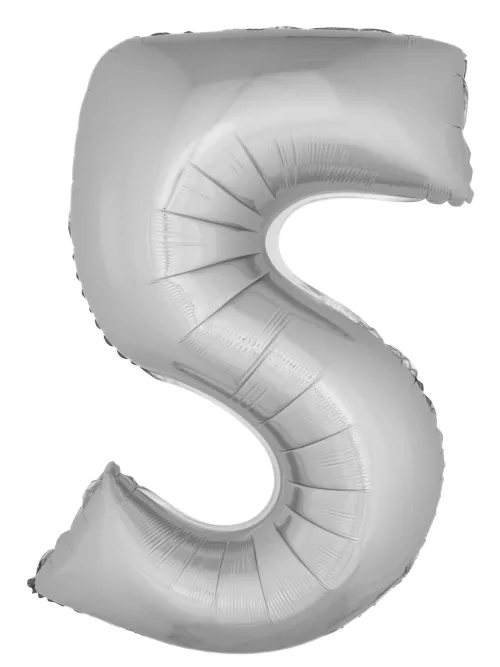 Photo du produit Ballon aluminium géant chiffre 5 argenté 1m