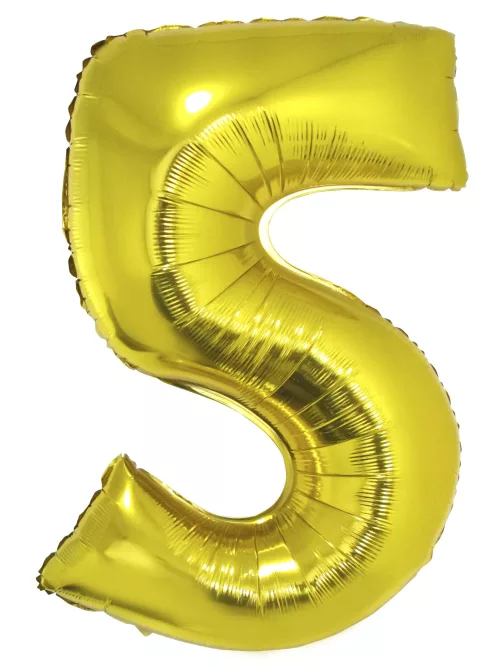 Photo du produit Ballon aluminium géant chiffre 5 doré 1m