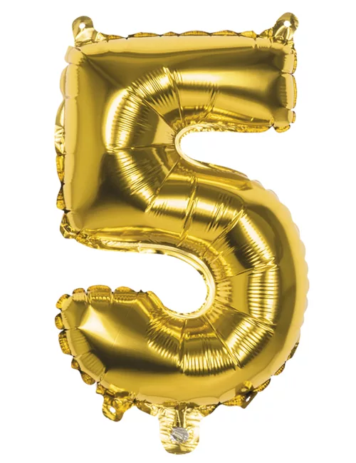 Photo du produit Ballon aluminium chiffre 5 doré 36 cm