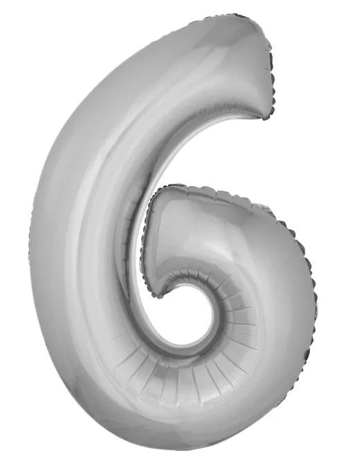 Photo du produit Ballon aluminium géant chiffre 6 argenté 1m