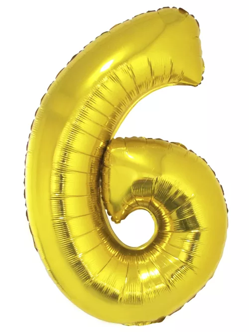 Photo du produit Ballon aluminium géant chiffre 6 doré 1m