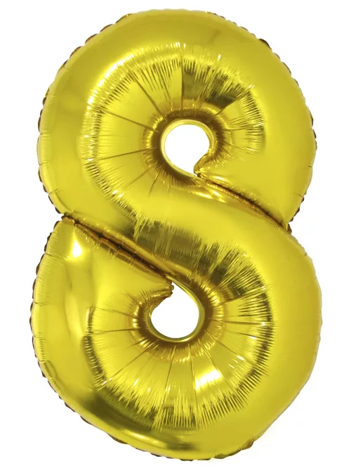 Photo du produit Ballon aluminium géant chiffre 8 doré 1m