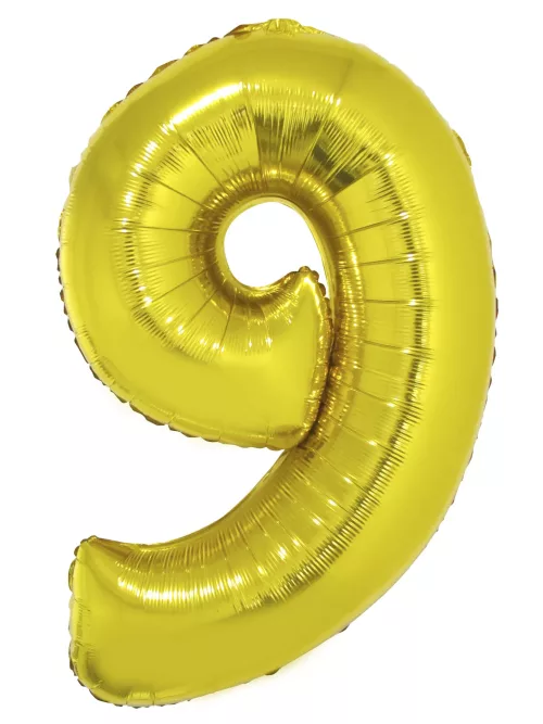 Photo du produit Ballon aluminium géant chiffre 9 doré 1m