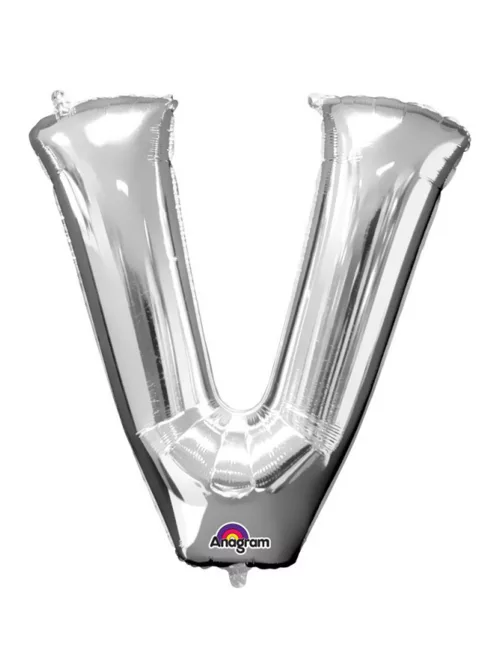 Photo du produit Ballon aluminium géant Lettre V argent 81 x 81 cm