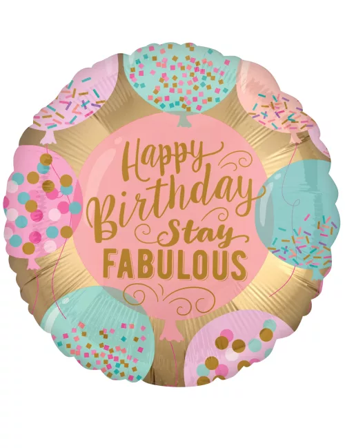 Photo du produit Ballon aluminium Happy Birthday rose 43 cm