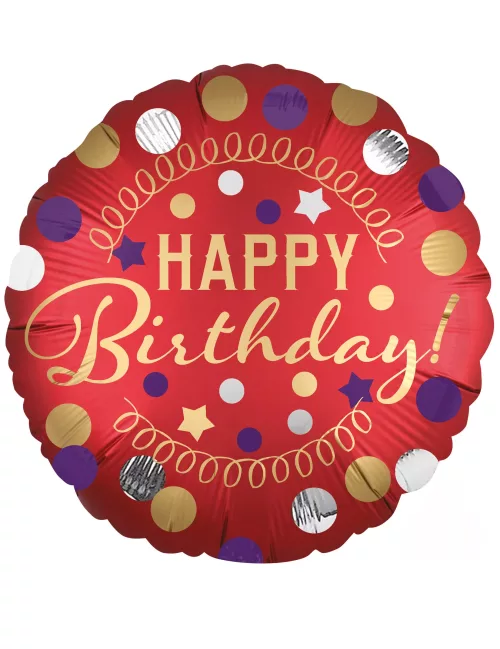 Photo du produit Ballon aluminium Happy Birthday satin rouge