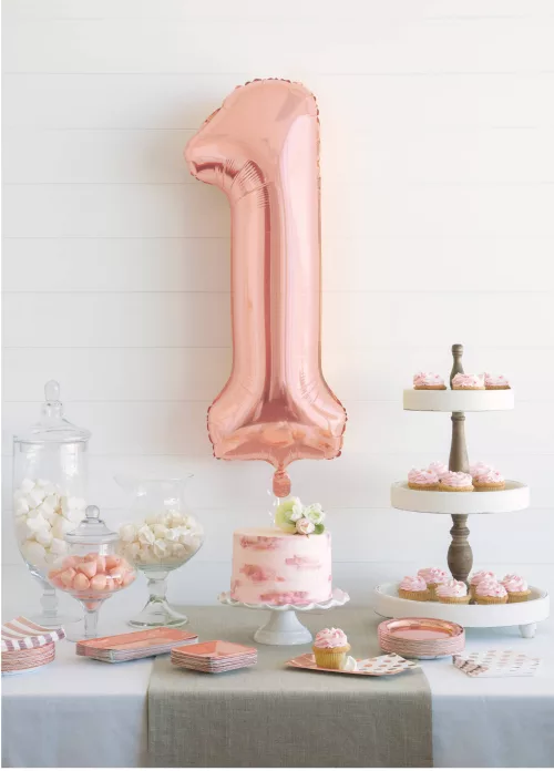 Photo du produit Ballon aluminium rose gold chiffre 1 86,3 cm