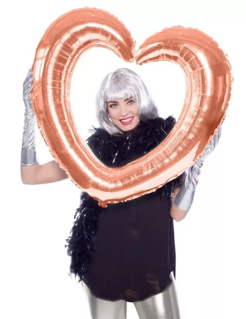 Photo du produit Ballon en aluminium Cadre Coeur rose gold 80 cm