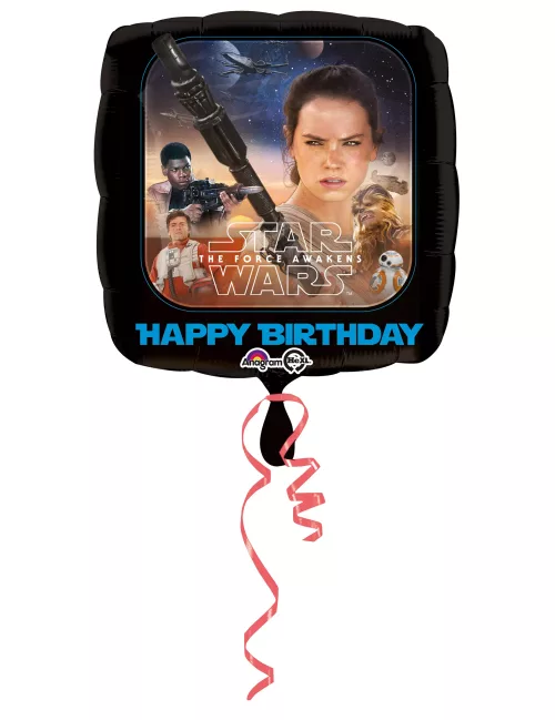 Photo du produit Ballon en aluminium carré joyeux anniversaire Star Wars VII