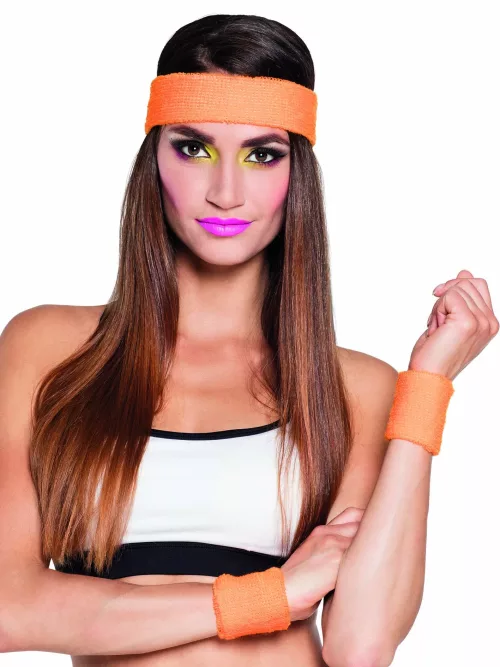 Photo du produit Bandeau et poignets orange 80's adulte