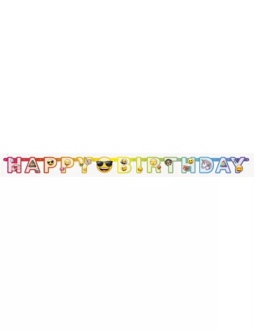 Photo du produit Bannière en carton happy birthday Emoji Rainbow 1,8 m