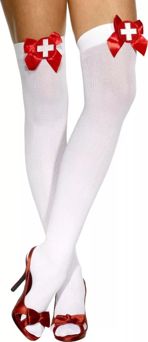 Photo du produit Bas blanc avec n?ud rouge d'infirmière