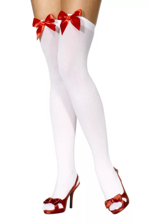 Photo du produit Bas blancs avec noeud rouge femme