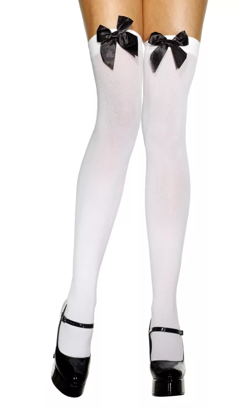 Photo du produit Bas blancs avec noeud noir femme