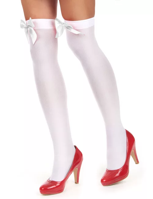 Photo du produit Bas blancs avec noeud blanc femme