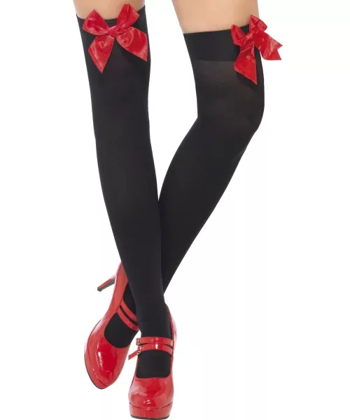 Photo du produit Bas noirs avec noeud rouge femme