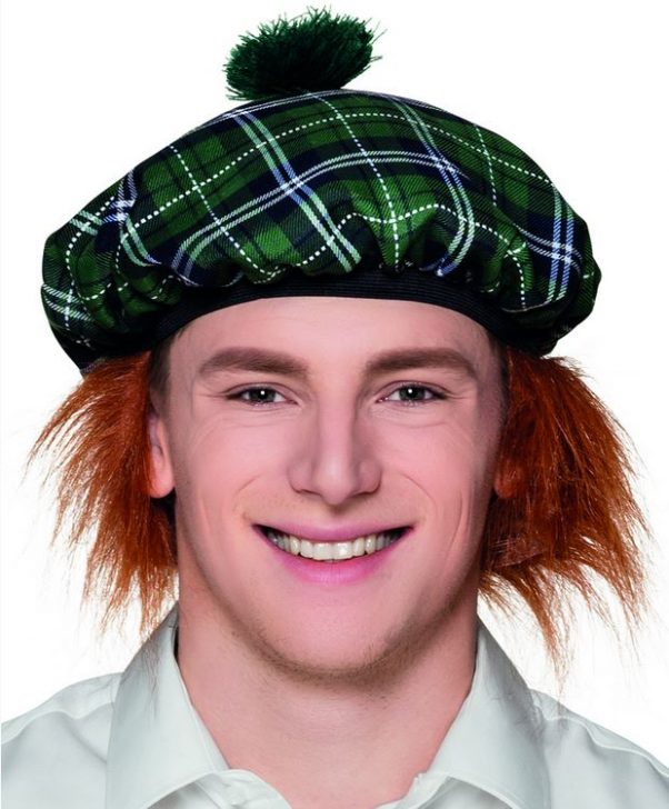 Photo du produit Béret écossais vert avec cheveux adulte