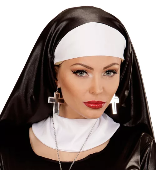Photo du produit Boucles d'oreilles croix argent et noire femme