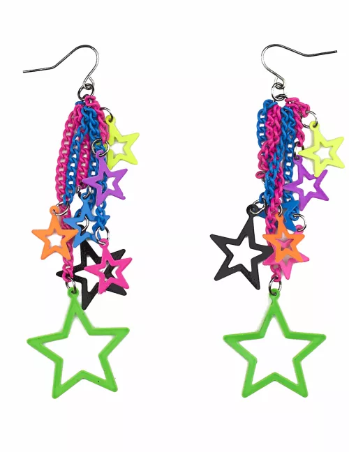 Photo du produit Boucles d'oreilles étoiles multicolores adulte
