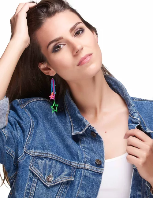 Photo du produit Boucles d'oreilles étoiles multicolores adulte