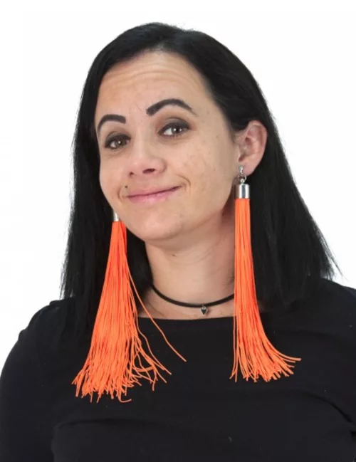 Photo du produit Boucles d'oreilles franges orange fluo adulte