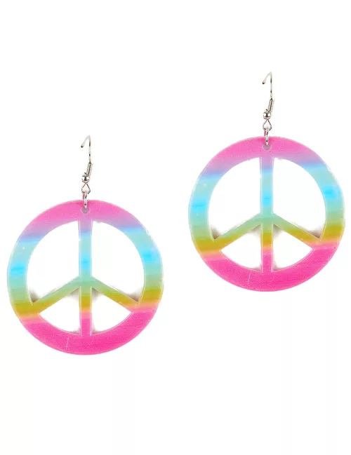 Photo du produit Boucles d'oreilles peace & love multicolores plastique adulte