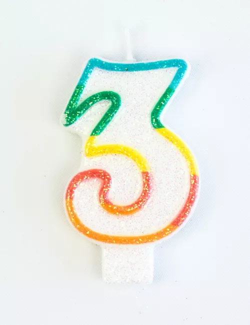 Photo du produit Bougie d'anniversaire chiffre 3 7,5 cm
