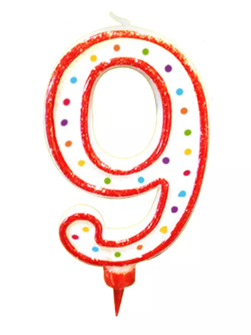 Photo du produit Bougie géante chiffre 9 colori aléatoire