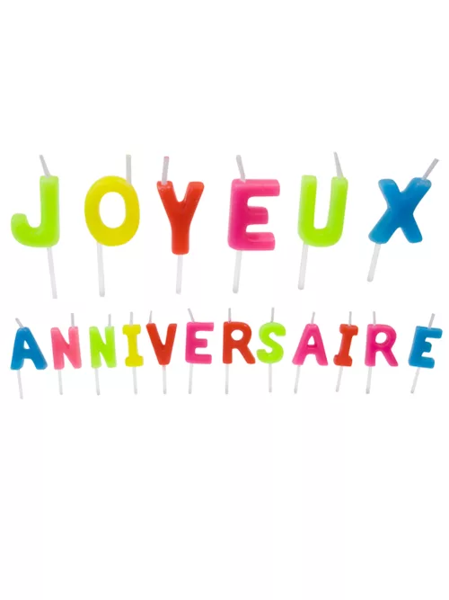 Photo du produit Bougies Joyeux anniversaire multicolores 4,5 cm