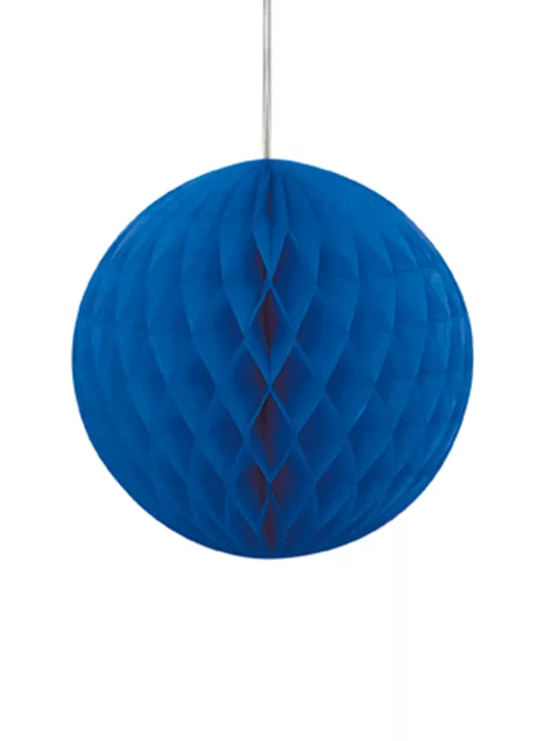 Photo du produit Boule papier alvéolé bleu 20 cm