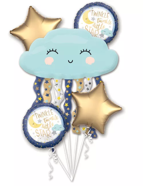 Photo du produit Bouquet ballons aluminium Nuages bleus