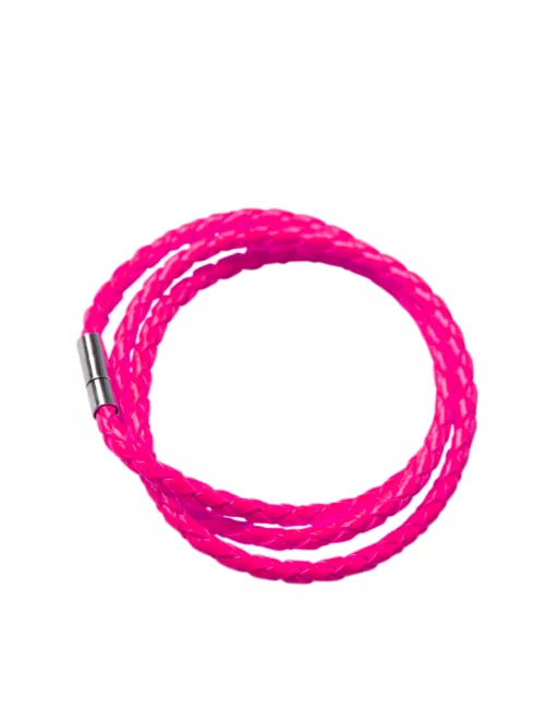 Photo du produit Bracelet tressé rose fluo adulte