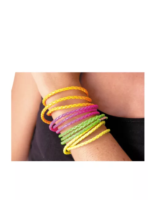Photo du produit Bracelet tressé rose fluo adulte